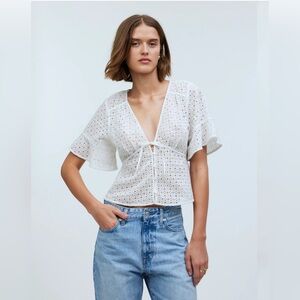 Madewell White Eyelet Blouse size XL